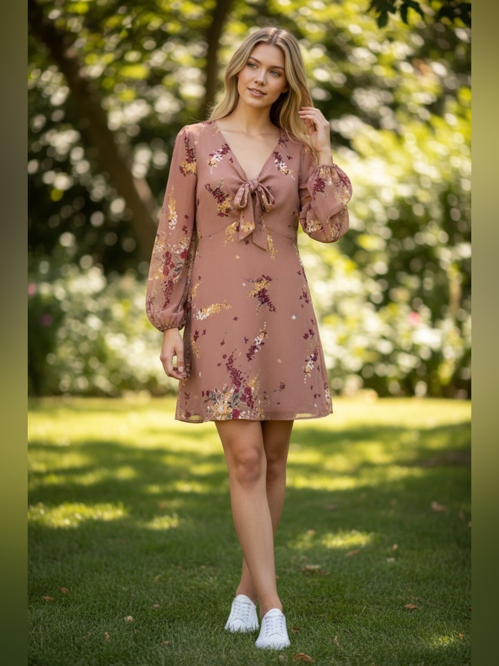 Maurices Floral Tie-Front Dress — Size Small (EUC)